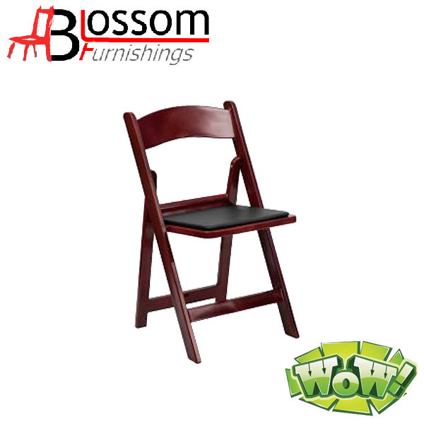 Resin Folding chairs with black vinyl padded seat